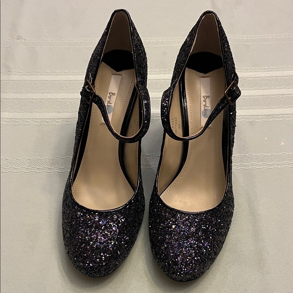 Boden Black Glitter Heels size 40 BRAND NEW